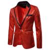 Men Shiny Sequin Blazer Tuxedo Party Dinner Prom One Button Suit Jacket One Button Sequin Dress Suit Jacket Party Festival Tuxedo Sport Coat view 2