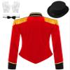Moggemol Women's Circus Ringmaster Tassel Jacket Coat Velvet Victorian Tailcoat Party Costume B#Red01 X-Large view 3