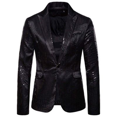 Mens Shiny Sequin Blazer One Button Suit Jacket Shawl Lapel Tuxedo Party Dinner Prom Nightclub Wedding Weddings Prom Party Dinner Tuxedo Slim Fit Stylish Blazer Jacket Dress Suit