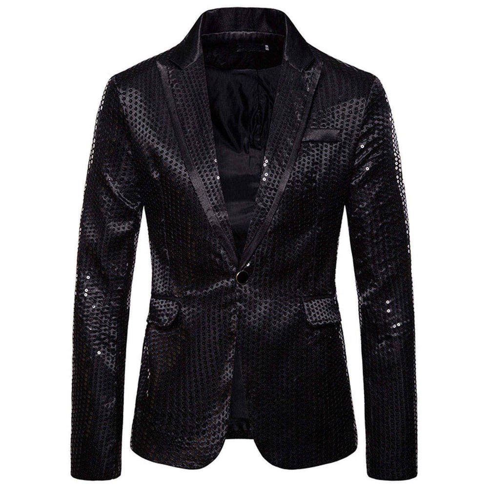 Mens Shiny Sequin Blazer One Button Suit Jacket Shawl Lapel Tuxedo Party Dinner Prom Nightclub Wedding Weddings Prom Party Dinner Tuxedo Slim Fit Stylish Blazer Jacket Dress Suit