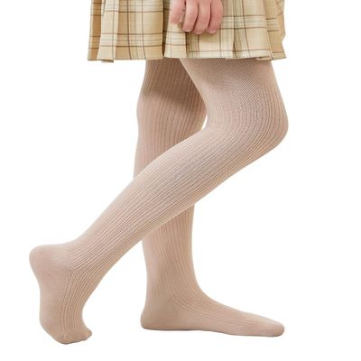 Zando Girls Tights 7-8 Years - Winter Warm Cable Knit Leggings (3/4/5 Pack, Black)