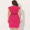 Allegra K Business Dress for Women's Work Elegant 2026 Cap Sleeve Belted Office Sheath Dresses X-Small Hot Pink view 2