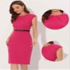 Allegra K Business Dress for Women's Work Elegant 2026 Cap Sleeve Belted Office Sheath Dresses X-Small Hot Pink view 4