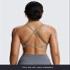 Aoxjox Women's Workout Sports Bras Fitness Metamorph Sienna Twist Bra Yoga Crop Tank (Taupe, X-Large) view 3