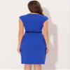 Allegra K Business Dress for Women's Work Elegant 2026 Cap Sleeve Belted Office Sheath Dresses Large Royal Blue view 2