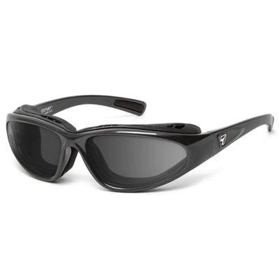 7 EYE by Panoptx BORA Wind Blocking Padded Foam Photochromic Sunglasses 100% UVA + UVB, Perfect for Motorcycle Riding, Dry Eyes, Charcoal Frame-Clear to Dark Gray Lenses