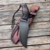 Alfamart CUSTOM HANDMADE CARBON STEEL ACID WASH TACTICAL FIGHTING HUNTING BOWIE KNIFE WITH LEATHER SHEATH AND WOODEN HANDLE. view 1