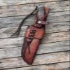 Alfamart CUSTOM HANDMADE CARBON STEEL ACID WASH TACTICAL FIGHTING HUNTING BOWIE KNIFE WITH LEATHER SHEATH AND WOODEN HANDLE. view 2