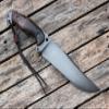 Alfamart CUSTOM HANDMADE CARBON STEEL ACID WASH TACTICAL FIGHTING HUNTING BOWIE KNIFE WITH LEATHER SHEATH AND WOODEN HANDLE. view 3