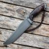 Alfamart CUSTOM HANDMADE CARBON STEEL ACID WASH TACTICAL FIGHTING HUNTING BOWIE KNIFE WITH LEATHER SHEATH AND WOODEN HANDLE. view 4