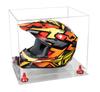 Better Display Cases Acrylic Motorcycle Motocross or Nascar Racing Helmet Display Clear Case, Red Risers and Clear Base - 16" x 13" x 14" (A024/V61) view 1
