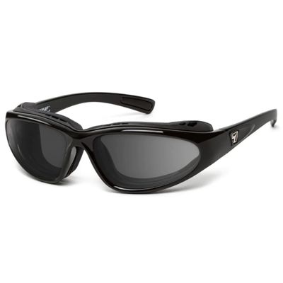 7eye by Panoptx BORA Wind Blocking Padded Foam Photochromic Sunglasses 100% UVA + UVB, Perfect for Motorcycle Riding, Dry Eyes, Glossy Black Frame-Clear to Dark Gray Lenses