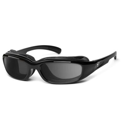 7 EYE CHURADA Wind Blocking Padded Foam Photochromic Sunglasses for Outdoors, 100% UVA + UVB Protection Glossy Black Frame-Clear to Gray Lenses