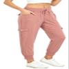 MISS MOLY Women's Cargo Pants Lightweight Hiking Quick Dry Joggers Casual Outdoor Elastic Waist Button Pockets Pink L view 3