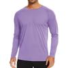 Men's Ice Silk Long Sleeve Shirts Quick Drying Breathable Undershirt Round Neck Sun Protection T-Shirt (Purple1,Small) view 1