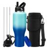 40oz Metal Water-Bottle with Straw - Fits Cup Holder, Insulated Water Bottles with Carrier Strap Bag & Boot, 40 oz Cup for Women & Men