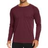 Men's Ice Silk Long Sleeve Shirts Quick Drying Breathable Undershirt Round Neck Sun Protection T-Shirt (Wine Red2,Medium) view 1