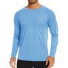 Men's Ice Silk Long Sleeve Shirts Quick Drying Breathable Undershirt Round Neck Sun Protection T-Shirt (Light Blue1,Large) view 1