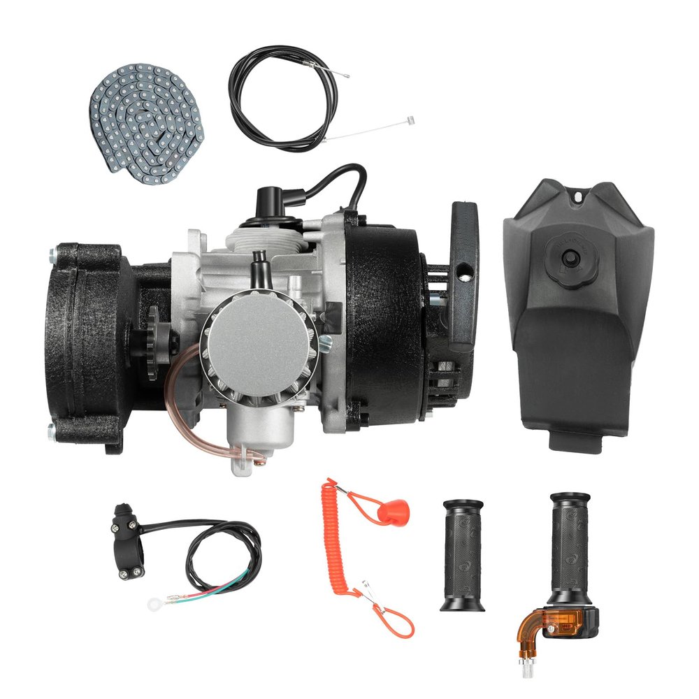 49CC 2 Stroke Engine Motor Kit, Pull Start Engine Motor Kit, Single Cylinder Air-Cooled Bicycle Motor Kit for Pocket Bike Mini Dirt Bike ATV Scooter