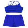 Nikiikoo Kids Girls 2Pcs Activewear Set Gymnastics Dance Sports Bra Crop Tops and Booty Shorts Tankini Swimsuit F#Royalblue18 14 Years view 3