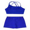 Nikiikoo Kids Girls 2Pcs Activewear Set Gymnastics Dance Sports Bra Crop Tops and Booty Shorts Tankini Swimsuit F#Royalblue18 14 Years view 4