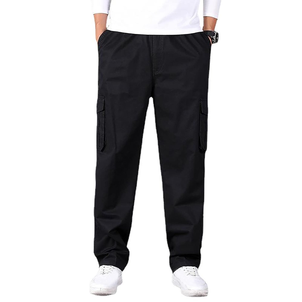2023 Cargo Pants for Men Cargo Pants for Men Big and Tall Lounge Joggers Athletic Trousers Casual Loose Straight Sweatpants Multi Pockets Football Pants Sweatpants for Men Black M