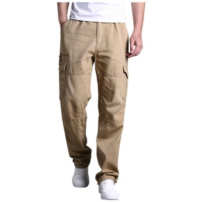 2023 Cargo Pants for Men Mens Cargo Pants with Pockets Loose Fit Cotton Straight Sweatpants Outdoor Sport Jogger Casual Athletic Trousers Mens Pants Casual Sweatpants for Men Khaki 5X