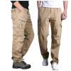 2023 Cargo Pants for Men Mens Cargo Pants with Pockets Loose Fit Cotton Straight Sweatpants Outdoor Sport Jogger Casual Athletic Trousers Mens Pants Casual Sweatpants for Men Khaki 5X view 2