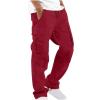 2023 Cargo Pants for Men Men Cargo Pants With Pockets Joggers Casual Drawstring Straight Sweatpants Running Loose Joggers Athletic Trouser Tactical Pants for Men Stretch Sweatpants for Men Wine M view 1