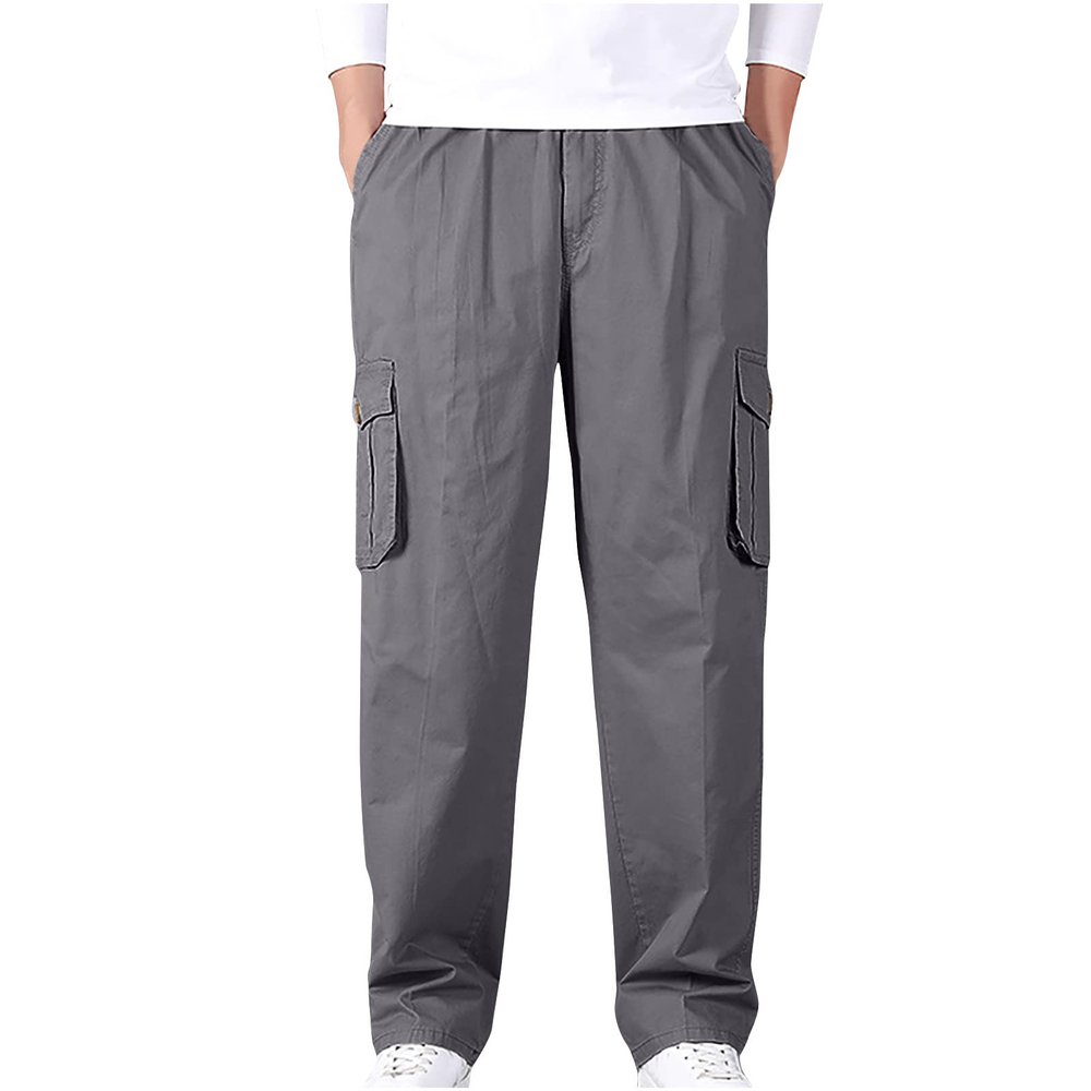 2023 Cargo Pants for Men Cargo Pants for Men Big and Tall Lounge Joggers Athletic Trousers Casual Loose Straight Sweatpants Multi Pockets Men's Pants Sweatpants for Men Dark Gray 4X