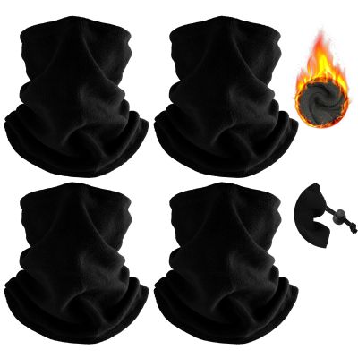 4 Pack Winter Neck Warmer Ski Face Mask: Fleece Neck Gaiter Mask Face Cover Balaclava Mask Scarf Motorcycle Gator for Men Women Snowboard Cycling Fishing Running Wind Protection Outdoor, Black