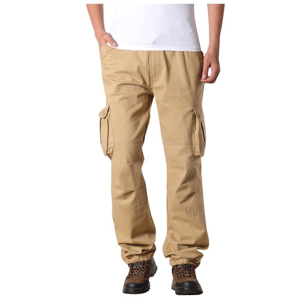 2023 Cargo Pants for Men Cargo Pants for Men Relaxed Fit Big and Tall Multi Pockets Straight Athletic Sweatpants Causal Baggy Joggers 2023 Mens Hiking Pants Sweatpants for Men Khaki 4X