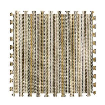 10 Pcs Plaid Interlocking Foam Mats Cotton Linen Foam Floor Mats Bohemian Style Interlocking Carpet Tiles for Home Gym, Floor Protection, Yoga, Fitness, Playroom, Exercise (Striped Beige)
