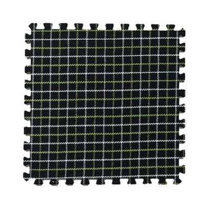 10 Pcs Plaid Interlocking Foam Mats Cotton Linen Foam Floor Mats Bohemian Style Interlocking Carpet Tiles for Home Gym, Floor Protection, Yoga, Fitness, Playroom, Exercise (Plaid Green)