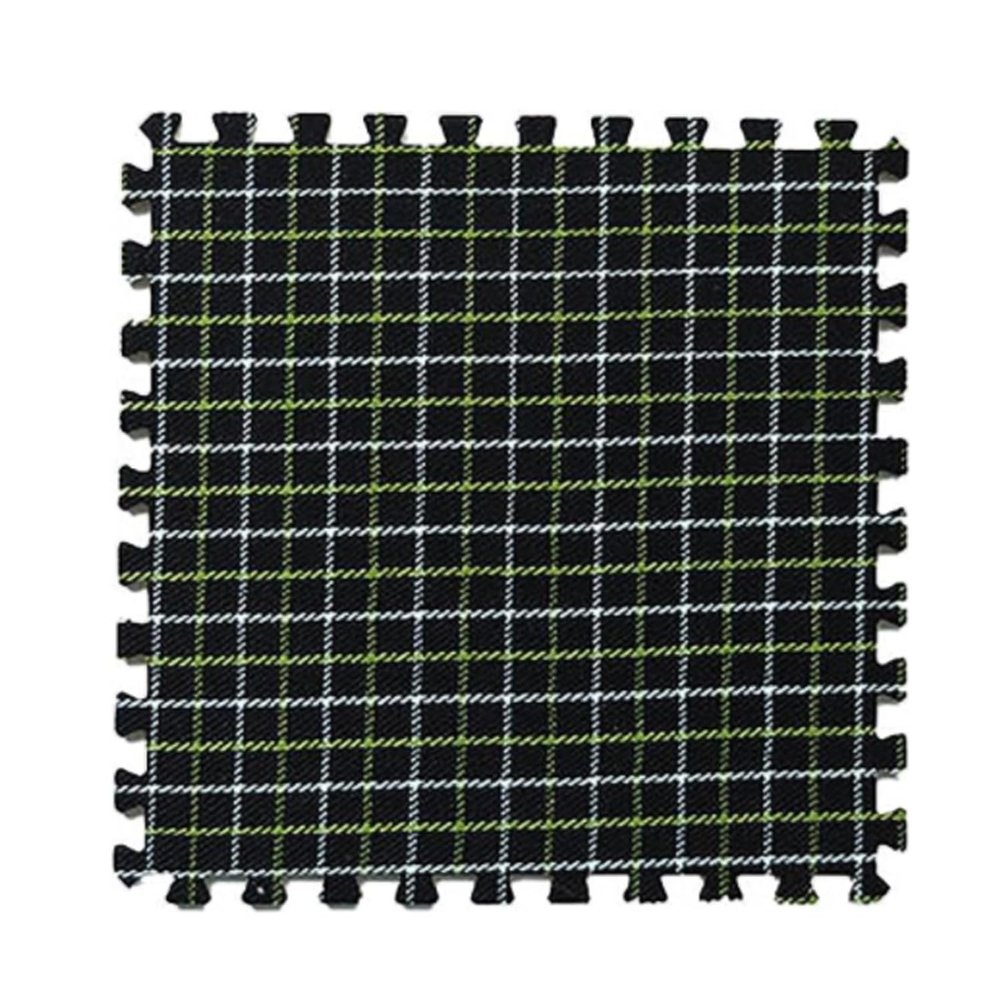 10 Pcs Plaid Interlocking Foam Mats Cotton Linen Foam Floor Mats Bohemian Style Interlocking Carpet Tiles for Home Gym, Floor Protection, Yoga, Fitness, Playroom, Exercise (Plaid Green)