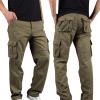 2023 Cargo Pants for Men Mens Cargo Pants Relaxed Fit Cotton Outdoor Jogger Athletic Pants Loose Trousers Causal Straight Sweatpants 2023 Hiking Pants for Men Sweatpants for Men Yellow 4X view 2