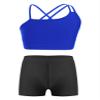 Nikiikoo Kids Girls 2Pcs Activewear Set Gymnastics Dance Sports Bra Crop Tops and Booty Shorts Tankini Swimsuit F#Royal20 12 Years view 1