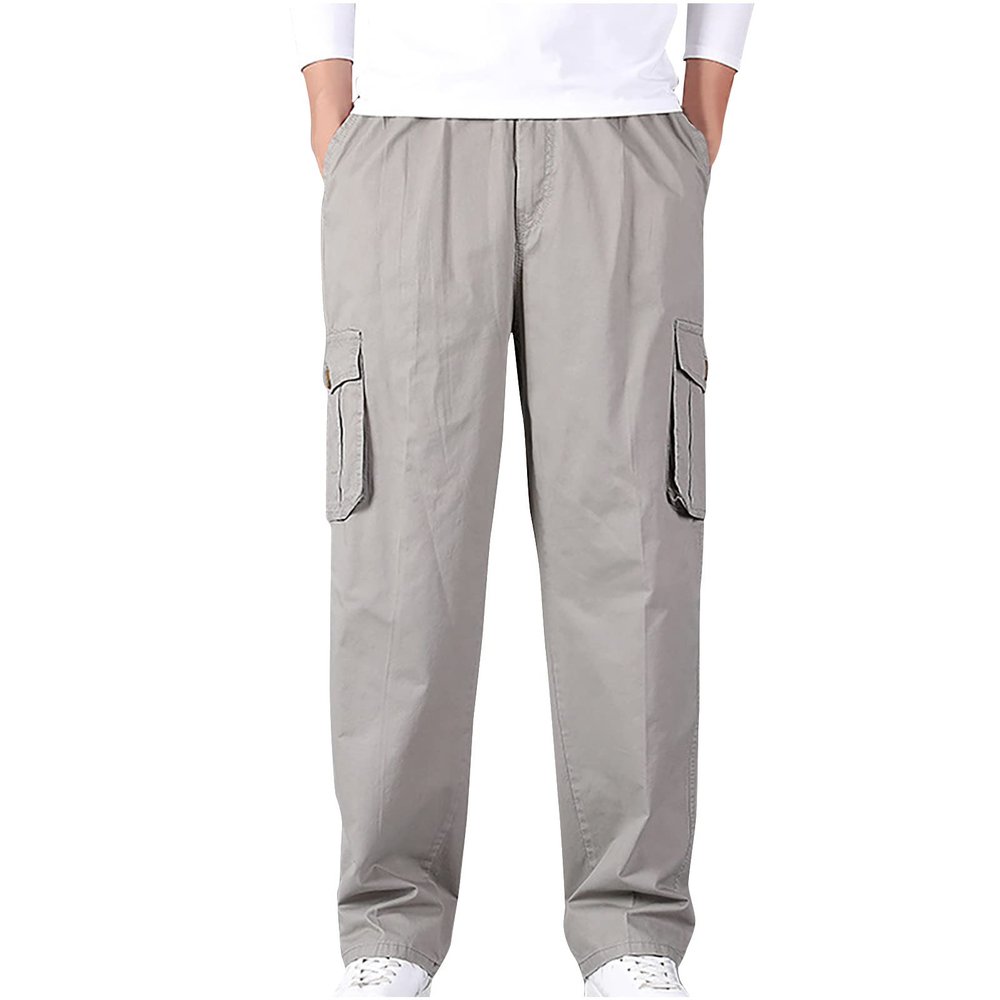 2023 Cargo Pants for Men Cargo Pants for Men Big and Tall Lounge Joggers Athletic Trousers Casual Loose Straight Sweatpants Multi Pockets Hiking Pants for Men Sweatpants for Men Gray 4X