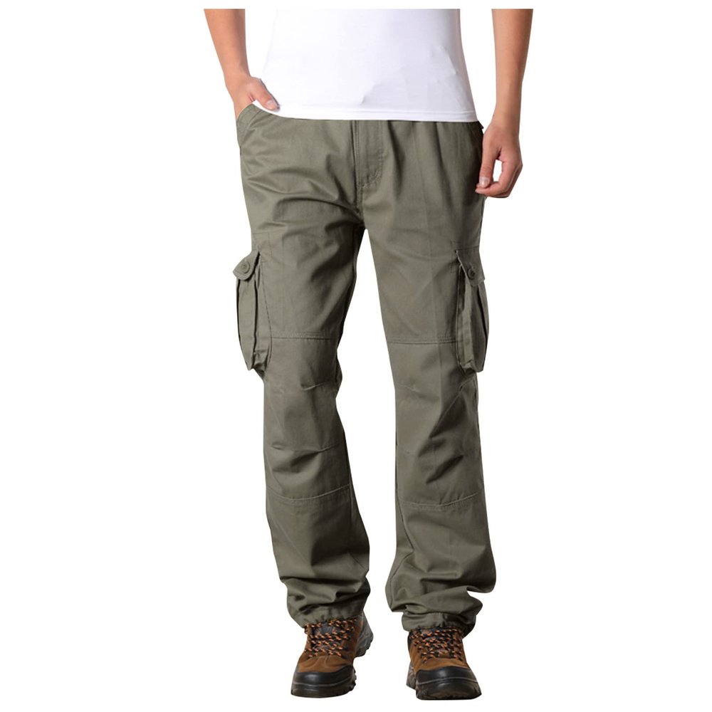 2023 Cargo Pants for Men Cargo Pants for Men Relaxed Fit Big and Tall Multi Pockets Straight Athletic Sweatpants Causal Baggy Joggers 2023 Mens Casual Pants Sweatpants for Men Army Green M