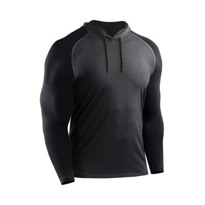 Men's Slim Fit Long Sleeve Sweatshirt Casual Compression Shirt Hoodie Outdoor Fitness Top Wear (Dark Grey2,Large)