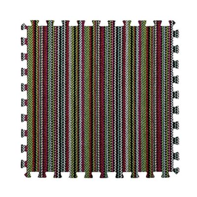 10 Pcs Plaid Interlocking Foam Mats Cotton Linen Foam Floor Mats Bohemian Style Interlocking Carpet Tiles for Home Gym, Floor Protection, Yoga, Fitness, Playroom, Exercise (Striped Green)