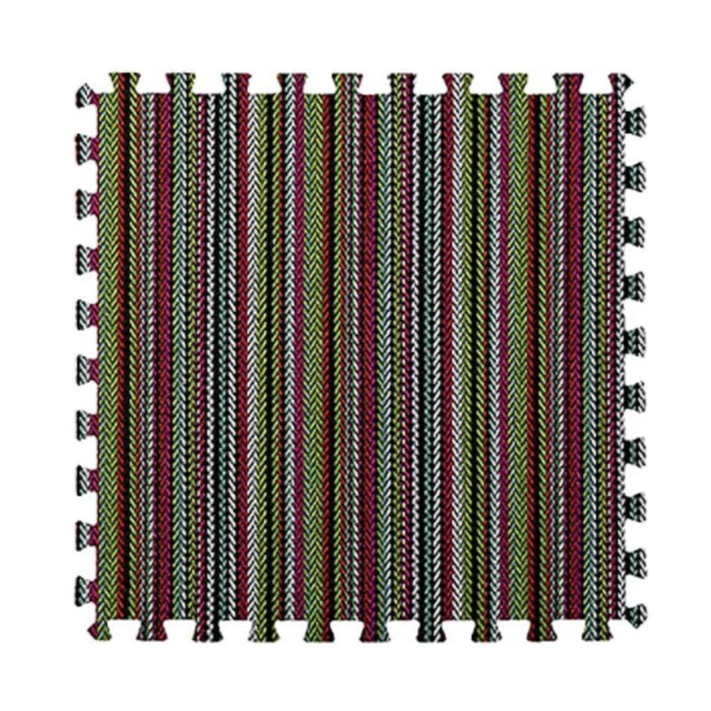 10 Pcs Plaid Interlocking Foam Mats Cotton Linen Foam Floor Mats Bohemian Style Interlocking Carpet Tiles for Home Gym, Floor Protection, Yoga, Fitness, Playroom, Exercise (Striped Green)