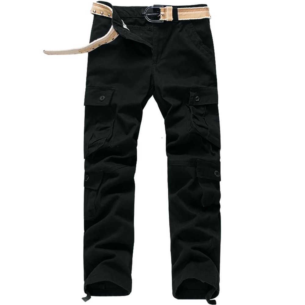 2023 Cargo Pants for Men Mens Cargo Pants Big and Tall Relaxed Fit Cotton Multi Pockets Jogger Sport Trousers Causal Straight Sweatpants Mens Work Pants Sweatpants for Men Black 5X
