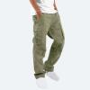 2023 Cargo Pants for Men Mens Cargo Pants Classic Fit Cotton Drawstring Casual Joggers Athletic Trousers Elastic Waist Straight Sweatpants Mens Jeans Sweatpants for Men Green M view 2