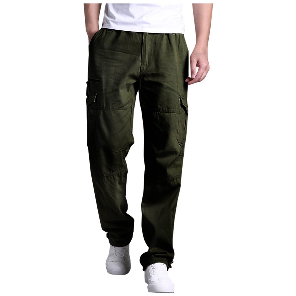 2023 Cargo Pants for Men Mens Cargo Pants With Pockets Loose Fit Cotton Straight Sweatpants Outdoor Sport Jogger Casual Athletic Trousers White Pants for Men Sweatpants for Men Army Green M