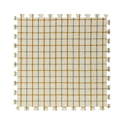 10 Pcs Plaid Interlocking Foam Mats Cotton Linen Foam Floor Mats Bohemian Style Interlocking Carpet Tiles for Home Gym, Floor Protection, Yoga, Fitness, Playroom, Exercise (Plaid Beige)