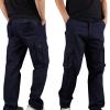 2023 Cargo Pants for Men Mens Cargo Pants Relaxed Fit Cotton Outdoor Jogger Athletic Pants Loose Trousers Causal Straight Sweatpants 2023 Summer Outfits Sweatpants for Men Blue 4X view 2