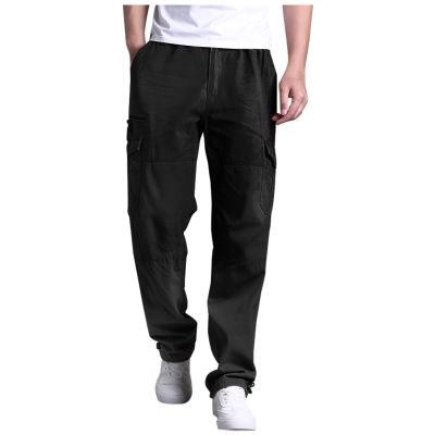 2023 Cargo Pants for Men Mens Cargo Pants with Pockets Loose Fit Cotton Straight Sweatpants Outdoor Sport Jogger Casual Athletic Trousers Golf Pants Men Sweatpants for Men Black 5X