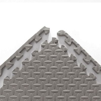 9 Tiles Interlocking Foam Mats 0.31in Thickness Foam Floor Mats for Home Gym, Fitness, Exercise Surface Protection EVA Foam Floor Padding with Border for Workout Equipment (0.31 in, Grey)