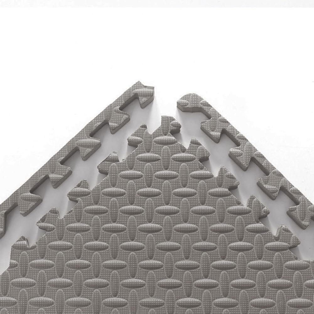 9 Tiles Interlocking Foam Mats 0.31in Thickness Foam Floor Mats for Home Gym, Fitness, Exercise Surface Protection EVA Foam Floor Padding with Border for Workout Equipment (0.31 in, Grey)